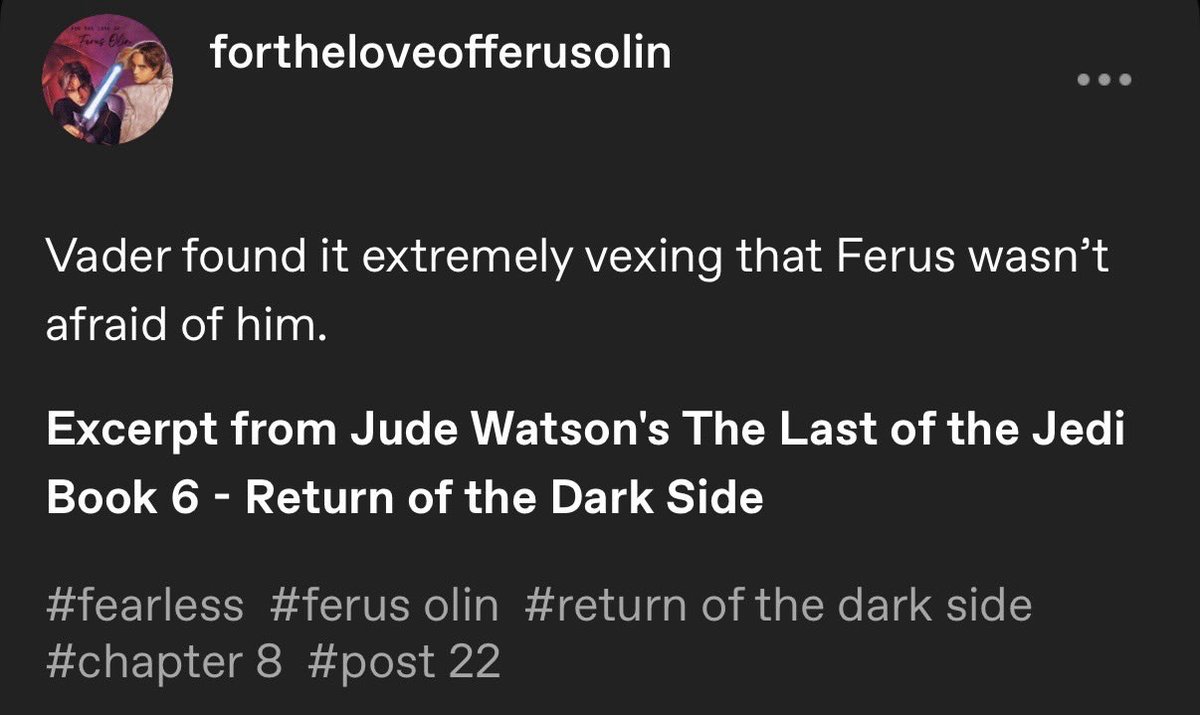 4theloveofferus's tweet photo. For the Love of Ferus Olin - Post 22
#ferusolin #returnofthedarkside https://t.co/PppwmyL0c6