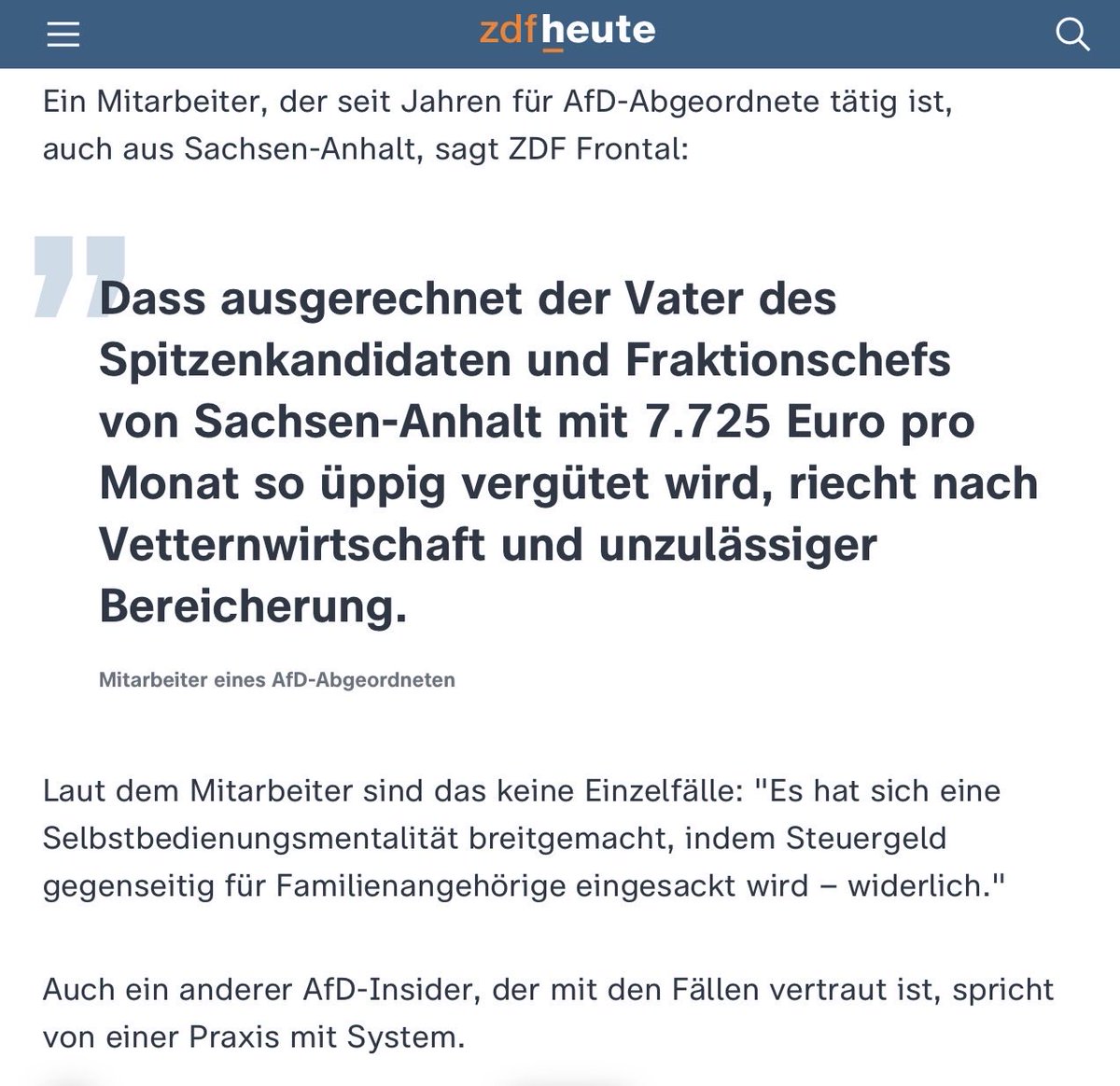 Die AfD macht aus unseren Parlamenten einen Selbstbedienungsladen für Familienmitglieder - auf Kosten der Steuerzahler. Nepotismus in Reinkultur

zdfheute.de/politik/deutsc…