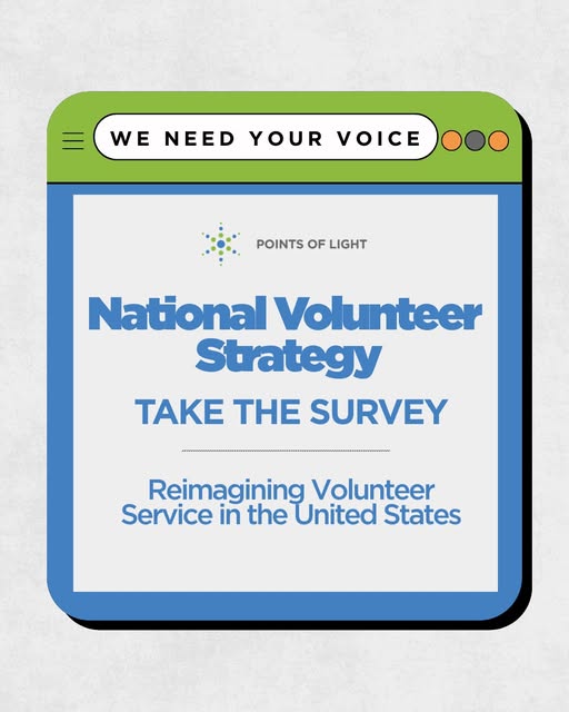 NonprofitStrong's tweet photo. @PointsofLight Reimagining Service 2035 survey is a national effort to shape the future of volunteering in America by listening to people and organizations.

For individuals👤https://t.co/Re0ZtqLpw8
For organizations 🏢https://t.co/y1hTJAam7k https://t.co/BfAZR2d4Gf
