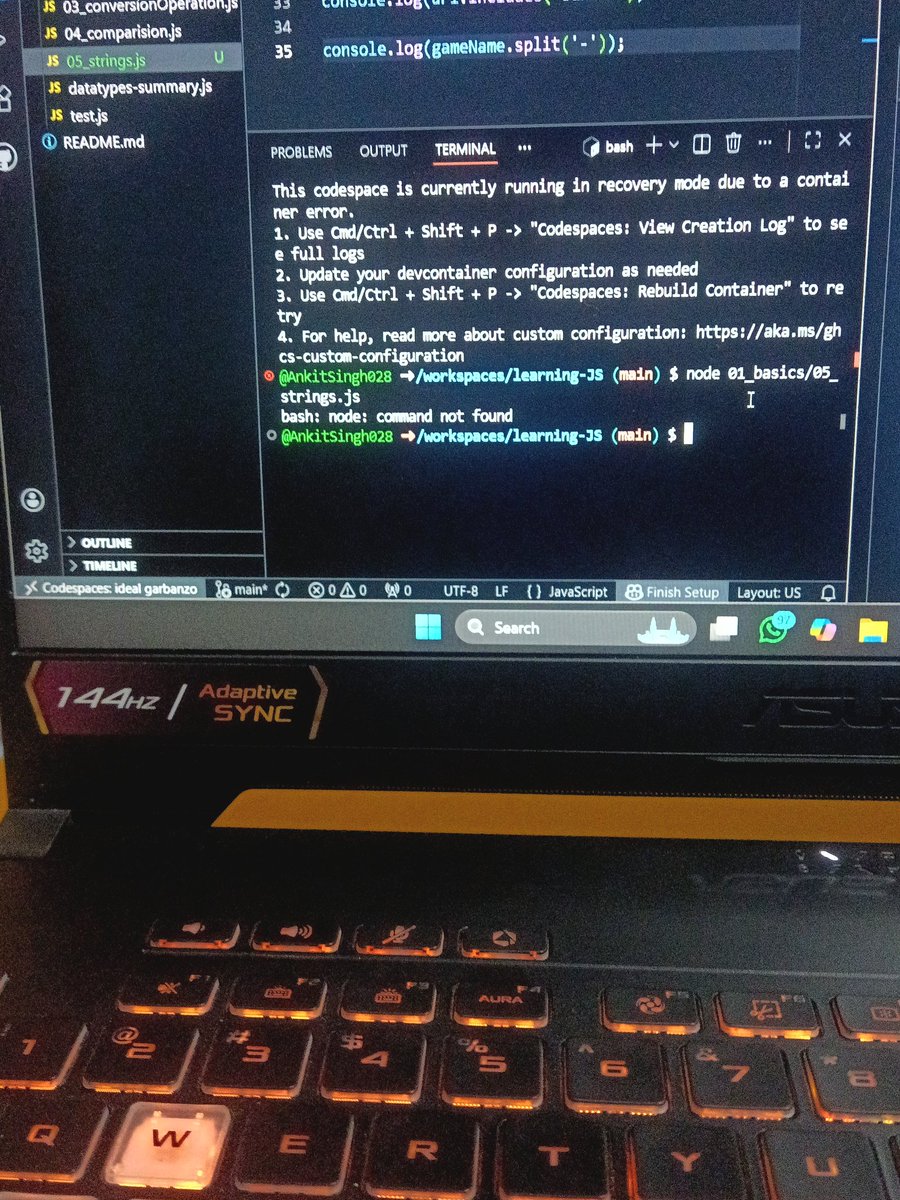 _singh65908's tweet photo. 5th February - Slept all day cause I was up all night didn't get to sleep 😴 
-One more rest day from the running.
-But I did my DSA and Development 💻 @Hiteshdotcom 
-Getting the hang of github and JavaScript 
#DSA #LearningInPublic #Engineering 
@X @XCorpIndia #BuildInPublic https://t.co/9n8mxiEeYa