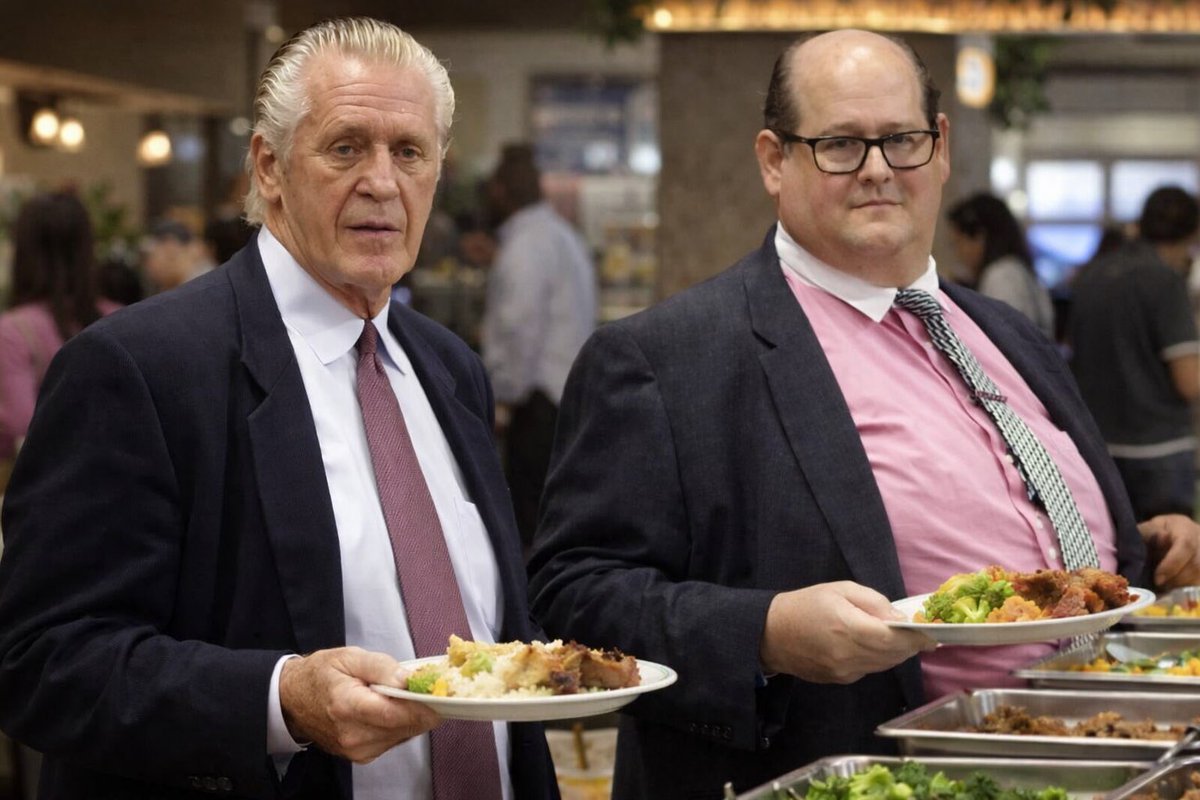 3li3z3's tweet photo. Breaking Pat Riley and Andy Elisburg of the Miami Heat have been spotted at the Golden Corral in 49th street in Hialeah.. #AintShitHappeningToday https://t.co/NGVyBcq6Hj