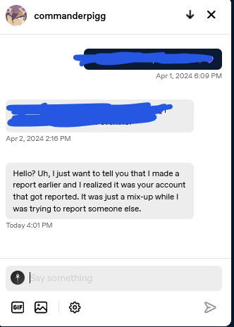 commanderpigg's tweet photo. specifically, you'll get a message like this. please don't respond. https://t.co/r1fKD5vOUe