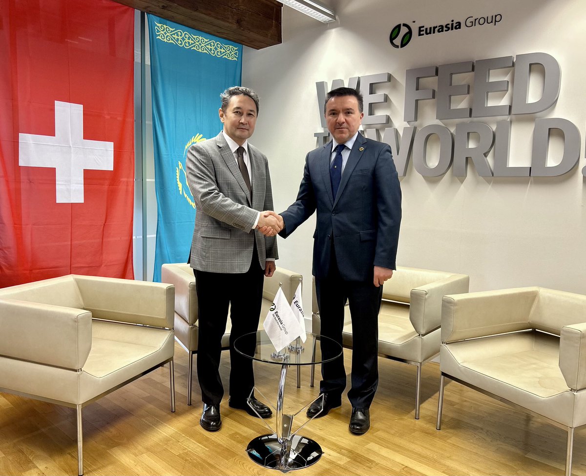 Pleased to meet with Mr. Mustafa Sahin, President of Eurasia Group 🇨🇭, the official distributor of <a href="/JohnDeere/">John Deere USA</a> agricultural machinery in Kazakhstan. Discussed opportunities to promote local assembly of tractors in Kostanai, financing agricultural projects, and public healthcare.