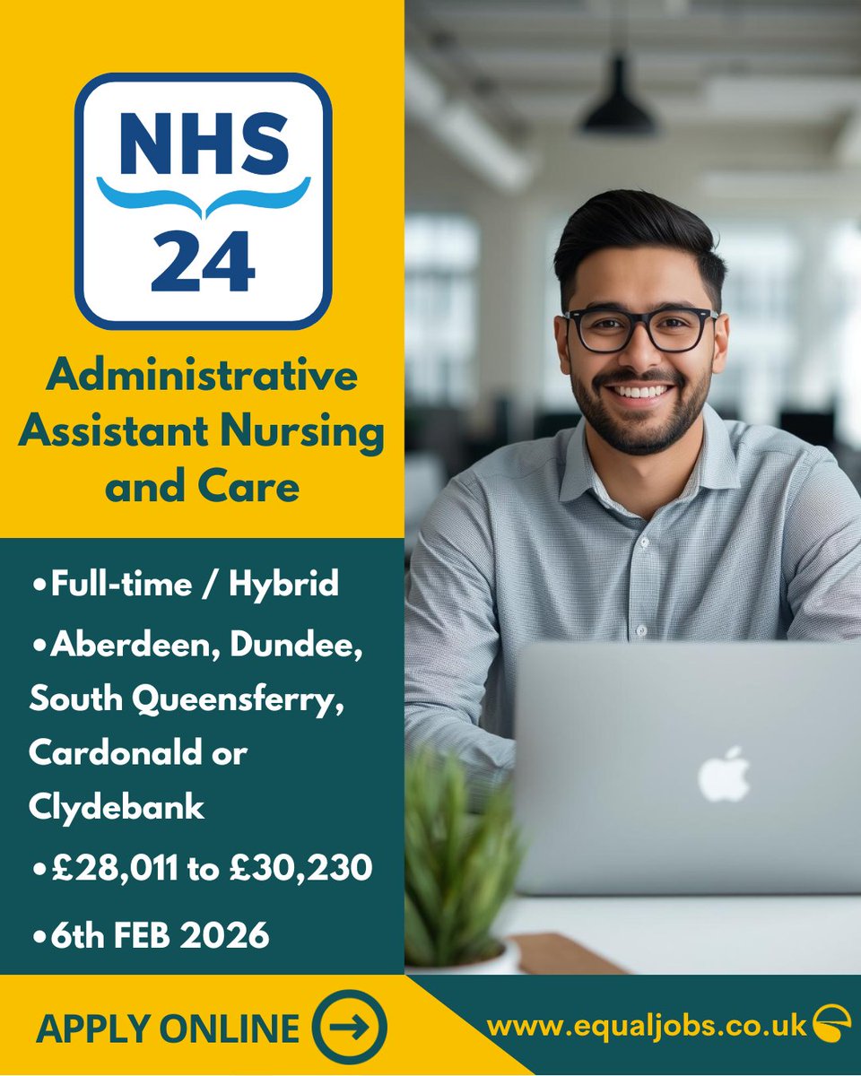 EqualJobsUK's tweet photo. Your last chance to apply for the Administrative Assistant role at @NHS24 before applications close tomorrow!

Follow the link to apply:
https://t.co/RWi7PnAE2Z

#Admin #AdminAssistant #Administrator #NHS24 #NHS #PracticeDevelopment #NHSScotland #Healthservice #Jobs2026 https://t.co/6v9ljln3u8
