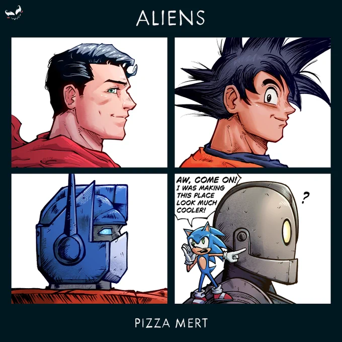 Apparently Sonic the Hedgehog isn't an alien. Replaced him with Iron Giant 