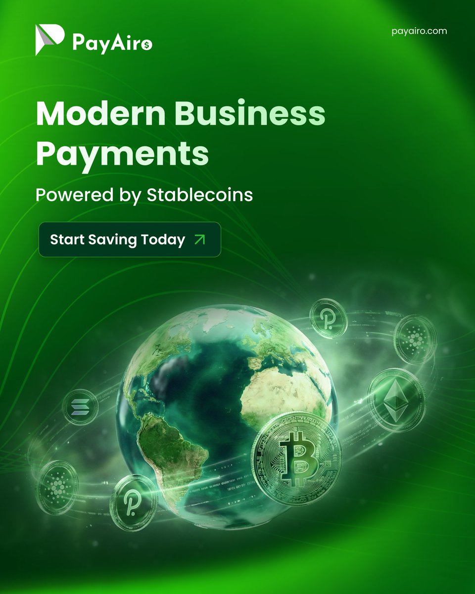 PayAiro's tweet photo. Traditional payment rails cost your business time and money. We fixed that!

PayAiro's stablecoin infrastructure eliminates the delays and fees that drain your bottom line:

✓ Instant settlement for improved cash flow
✓ Zero price volatility with dollar-pegged stablecoins
✓ Seamless fiat conversions
✓ Bank-level security and encryption
✓ Fully licensed and regulated in the USA

Stop losing money to intermediary banks and conversion spreads. Your capital should work as fast as your business does.

Ready to stop waiting for your money? Download PayAiro now.
📲 Available exclusively in the USA | iOS & Android

#PayAiro #BusinessPayments #InstantSettlement #Stablecoins #FinTech #B2BPayments #PaymentInnovation #CashFlow #CryptoForBusiness