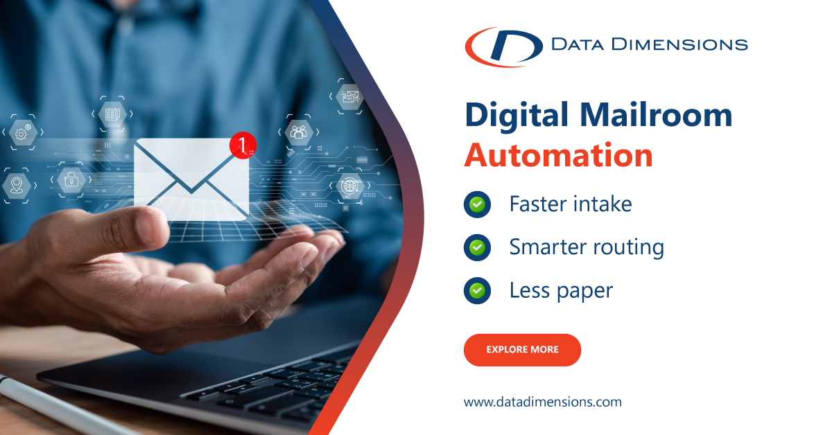 DataDimensions1's tweet image. Paper slows everything down.

Data Dimensions’ Digital Mailroom automates document intake, routing &amp;amp; processing—faster, smarter, and more secure.

Explore now. tinyurl.com/dddmrot 

#DigitalMailroom #DocumentAutomation #WorkflowAutomation #HealthIT #DataDimensions