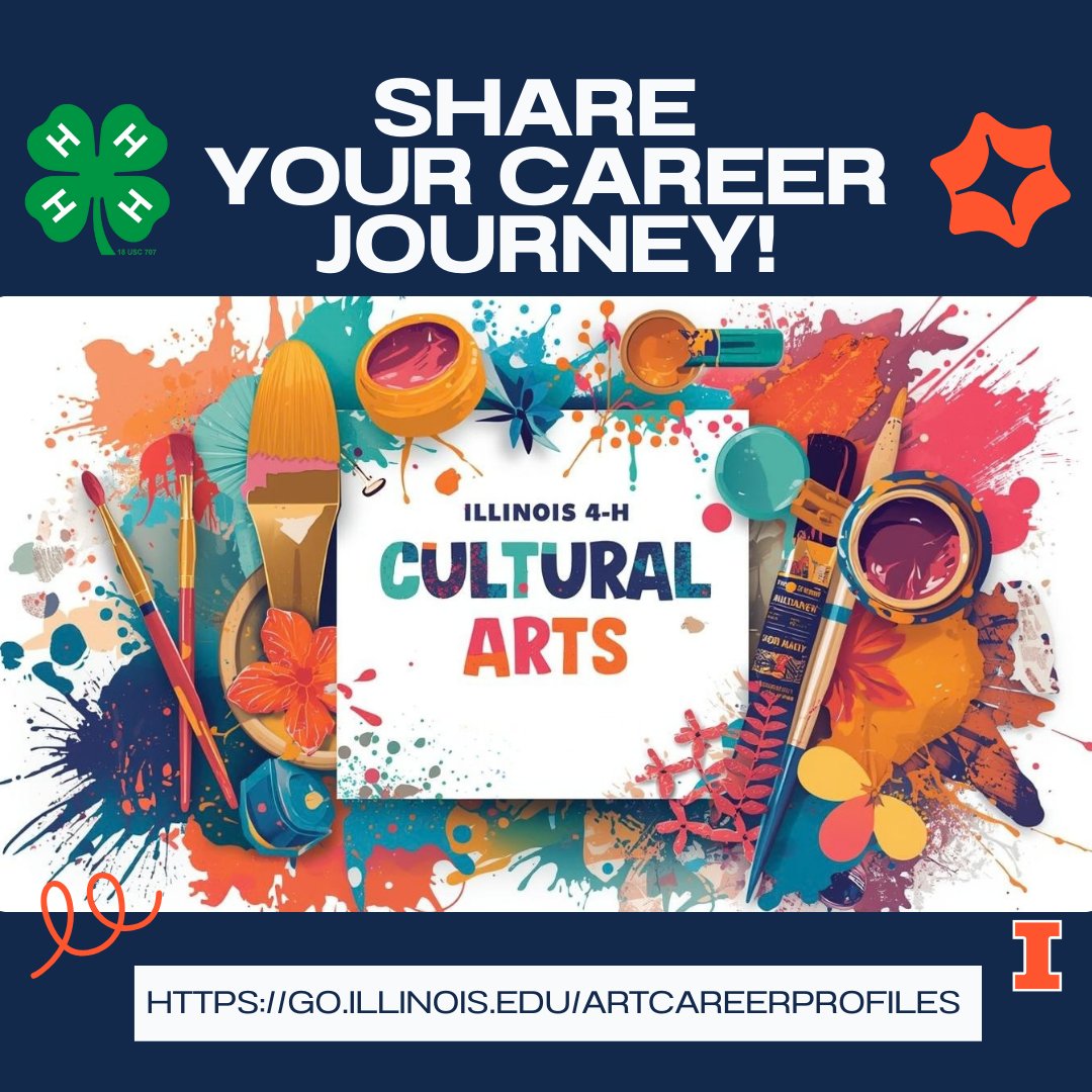 IL4halumni's tweet photo. Creative &amp; Cultural Arts 4-H Alumni Opportunity
Illinois 4-H is seeking professional artists and creatives to share their career journeys through a brief questionnaire. Stories will be developed into career snapshots. 
 https://t.co/Xn4NWhfrz0 https://t.co/zUJPBWSpIn