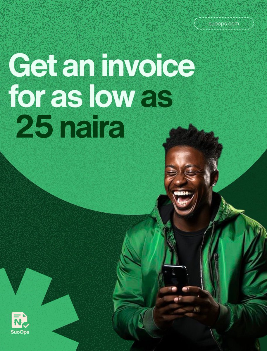 Suoops4's tweet image. You’re charging ₦500k for a project but sending your account number like a "beggi-beggi." 😂

​Abeg, level up!

​Get a professional invoice for your business for as low as ₦25 on SuoOps.
​
​Visit: zurl.co/ezuUz
​#BusinessHacks #Entrepreneurship