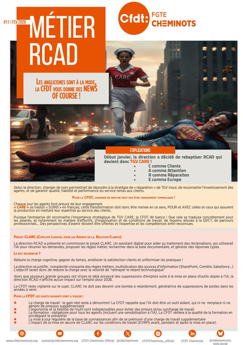 E-TRACT || Métiers RCAD, les anglicismes sont à la mode, la CFDT vous donne des NEWS, OF COURSE ! 
🔗 tinyurl.com/3kk7k52f
