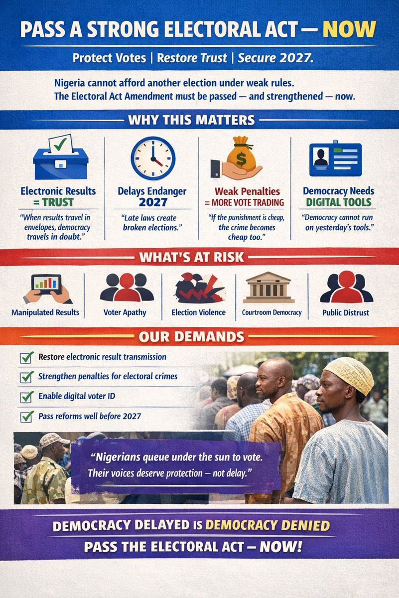 The vague clause from the 2022 Electoral Act:
“IN A MANNER PRESCRIBED BY INEC.” as retained means e-transmission can be delayed or paused &amp; technical glitches are permissible .

The Senate should make e-transmission of result via IREV mandatory.
#AheadOf2027
#Electoralreforms