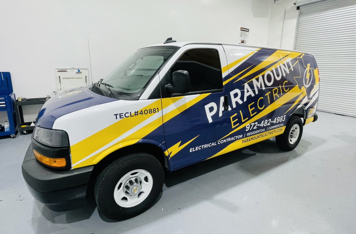 sigmagrafix's tweet photo. Fresh cargo van wrap for Paramount Electric TX ⚡️🚐 https://t.co/S2Wvp3HYth