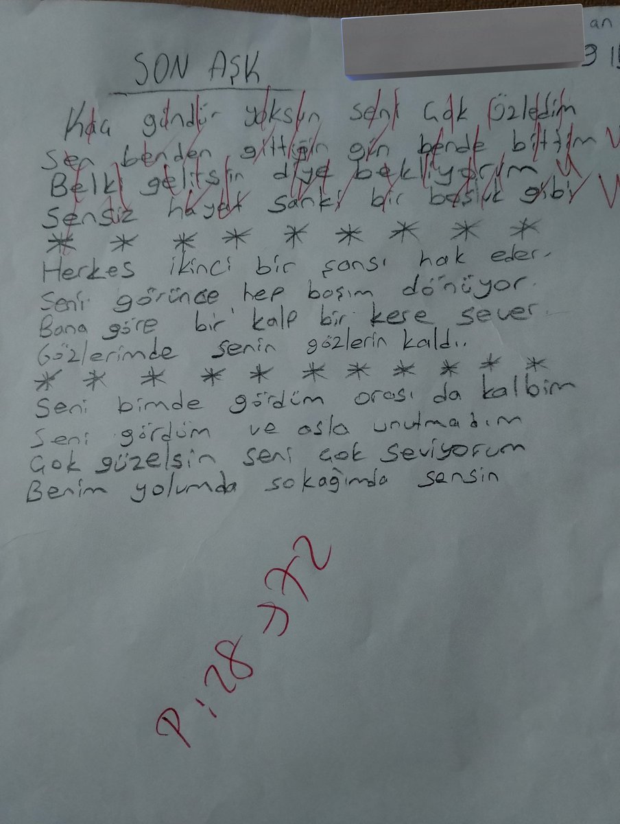 Kardeşimin yazdığı aşk şiiri...