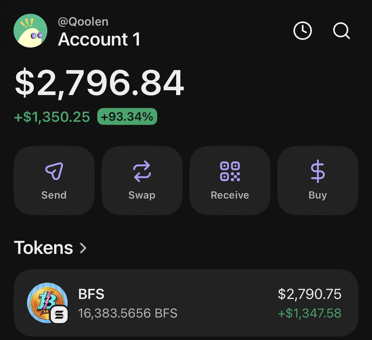 qoolen's tweet photo. O snap i’m up 1k in 12 hours #BFS #bfscoin *this coin isn’t associated with mrbeast* https://t.co/D2pCbIqBW3