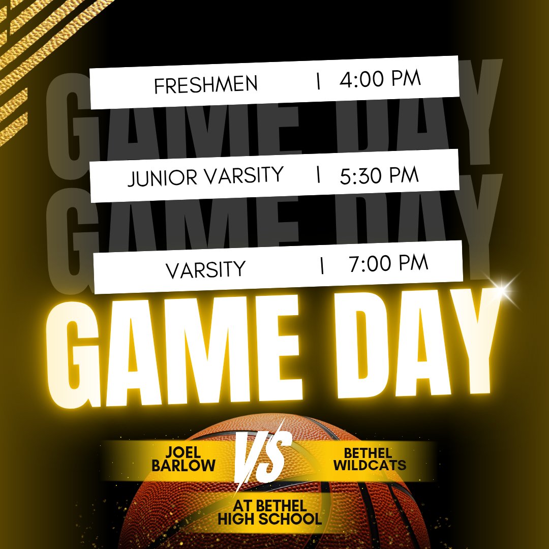 JoelBarlowBBall's tweet photo. 🚨 GAMEDAY 🚨 

Barlow travels to Bethel for an SWC Matchup!

F - 4:00 PM
JV - 5:30 PM
V - 7:00 PM

Watch live on NFHS Network #ctbb https://t.co/oW3Zf4gQ4Y