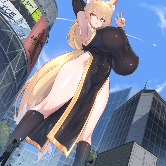 【Skeb】大きなけもみみよそのこさん リクエストありがとうございました! けもみみのおっきな娘楽しく描かせていただきました!