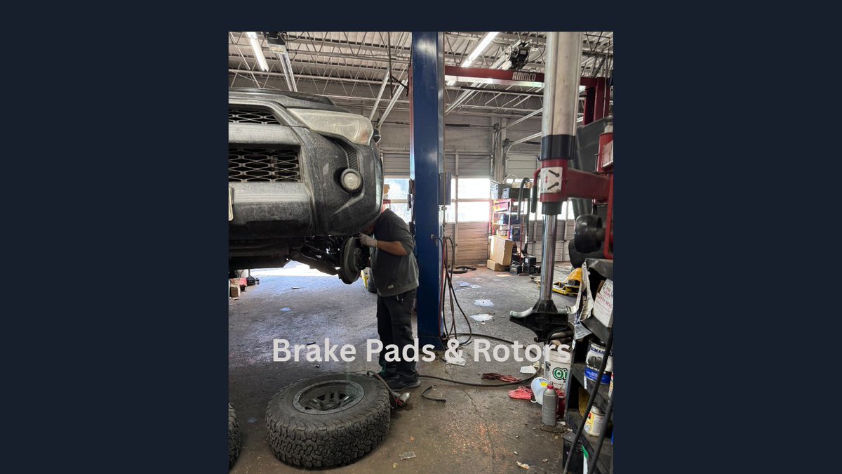 GTACDenver's tweet photo. Mike is installing front brake pads and new rotors. Vehicle came in with a shimmy when braking. Yep, this is my personal 2018 Toyota 4 Runner with 55,000 miles. Mine wasn't the last vehicle up on the lift before we pack up to move, but pretty close! Marc Zandell https://t.co/J7Wx2Mo67U