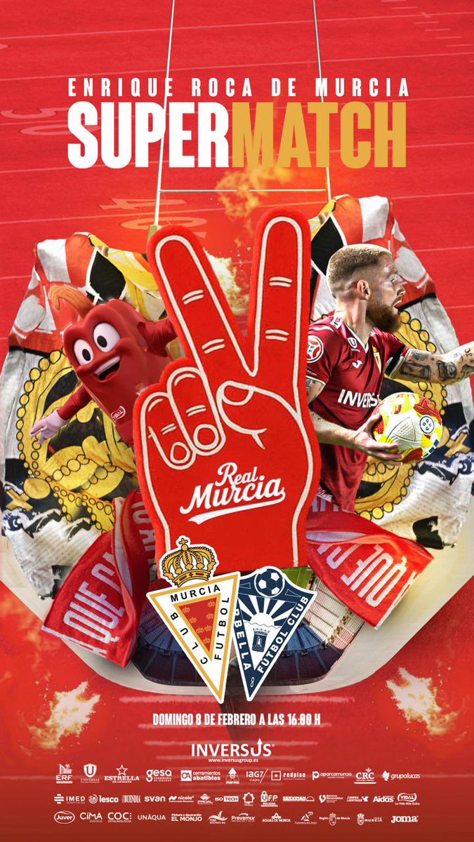 🖼️ CARTEL DIGITAL |✌️ 𝑺𝙐𝑷𝙀𝑹 𝑴𝘼𝑻𝘾𝑯 en el Estadio Enrique Roca de Murcia 
⚽️🏈 La verdadera #SBLX 
<a href="/realmurciacfsad/">Real Murcia CF</a> vs <a href="/marbella_fc/">Marbella FC</a> domingo 8 de febrero 2026 a las 16:00h.
#RealMurciaMarbella