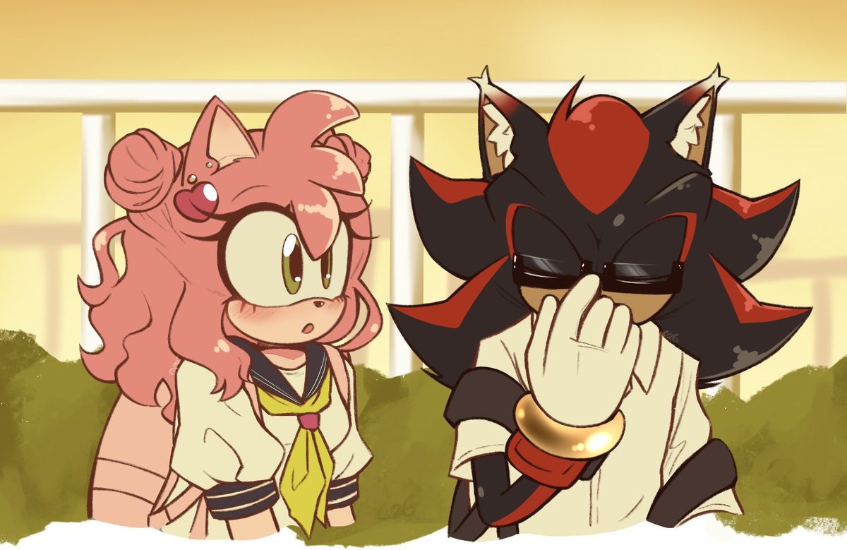 Cofu_draws's tweet image. Shadamy really fits the vibe of ‘You and I are polar opposites 
‘ so I had to draw them like that💖

#Shadamy #YouandIArePolarOpposites