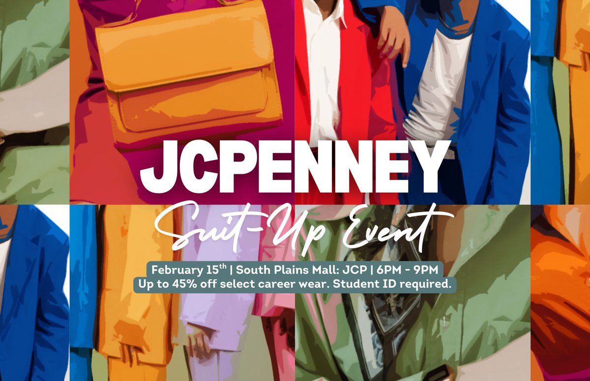 👔✨ Hello Red Raiders! JCPenney and the TTU University Career Center offer discounted professional clothing for career fairs, internships, and interviews.  Open to TTU &amp; TTUHSC students, employees, and alumni. Bring your ID or register on Hire Red Raiders for more details!