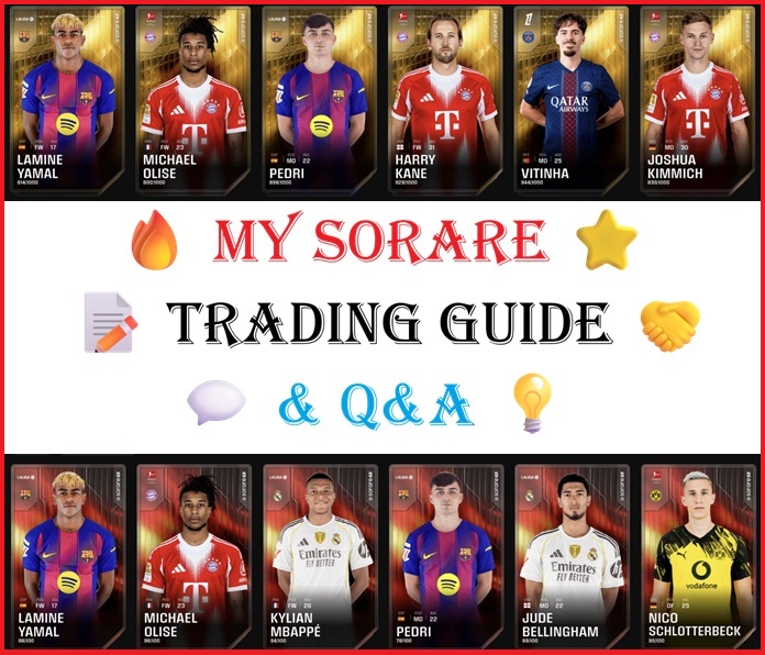 ⚡ @SORARE TRADING GUIDE — YOUR SHORTCUT TO TRADING WITH ME 💸

I’ve been getting a lot of questions about trading lately, so I put together a quick guide 📌

It answers most of the common questions — perfect if you want to trade with me, but also useful if you just want to
