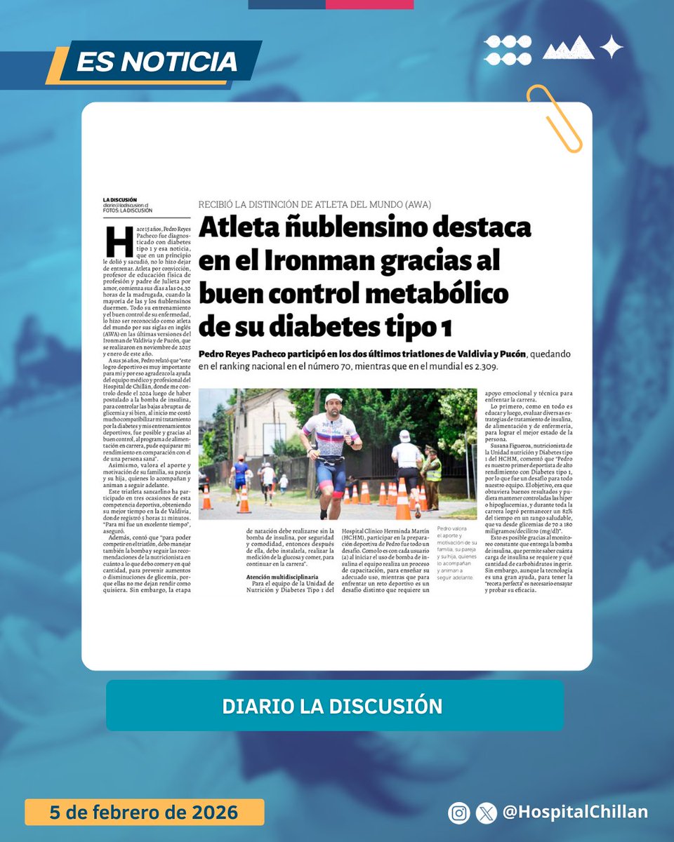 La 𝗽𝗿𝗲𝗻𝘀𝗮 𝗹𝗼𝗰𝗮𝗹 𝗿𝗲𝗹𝗲𝘃ó 𝗲𝗹 𝘁𝗿𝗮𝗯𝗮𝗷𝗼 𝗱𝗲 𝗹𝗮 𝗨𝗻𝗶𝗱𝗮𝗱 𝗱𝗲 𝗗𝗶𝗮𝗯𝗲𝘁𝗲𝘀 𝘆 𝗡𝘂𝘁𝗿𝗶𝗰𝗶ó𝗻 del 🏥, en el acompañamiento y tratamiento del atleta y usuario 𝗣𝗲𝗱𝗿𝗼 𝗥𝗲𝘆𝗲𝘀 𝗾𝘂𝗶𝗲𝗻 𝗼𝗯𝘁𝘂𝘃𝗼 𝘂𝗻 𝗹𝗼𝗴𝗿𝗼 destacado en su carrera 🏃‍♂️