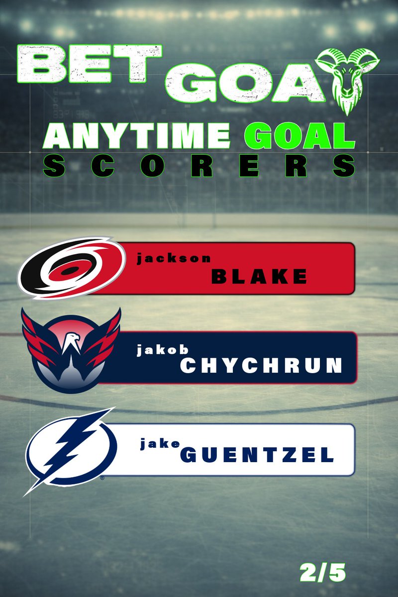 betGOATbrand's tweet photo. Good value here, with matchups we love...mix and match, singles or parlay
Locked in for tonight’s NHL slate:
🚨 Jackson Blake (CAR)
#CarolinaCultre
🚨 Jakob Chychrun (WAS)
#ALLCAPS
🚨 Jake Guentzel (TB)
#GoBolts
#BetGOAT #AnytimeGoal #NHLBets #GoalScorers #HockeyTwitter https://t.co/OQw3ltB6L7