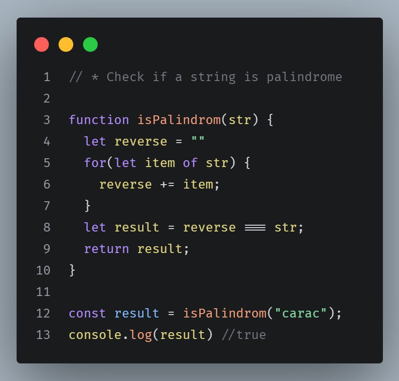 iamvishalbrow's tweet photo. JavaScript Daily Challenge – Day 12 🚀

Check if a string is a palindrome
Simple logic using a loop and string comparison.
Example: "carac" → true

How would you optimize this - split().reverse() or two-pointer logic? 🤔

#JavaScript #CodeDaily #JSInterview #Day12  #LearnJS https://t.co/lNS09MVXHw