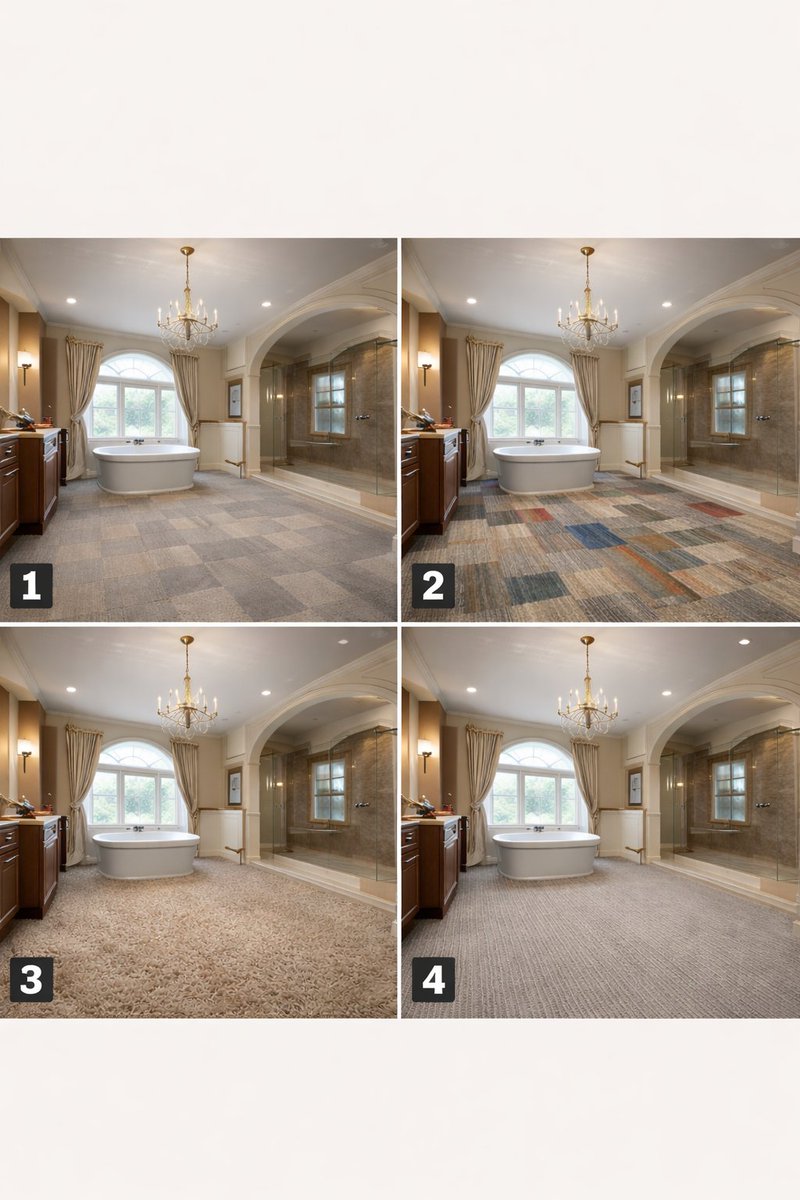 Jon_Lafferty's tweet photo. We all know carpeting in a bathroom is a design faux pas. Would one of these carpets make you break that norm? #somethingtoconsider #homedecor https://t.co/EQy9jMSmy0