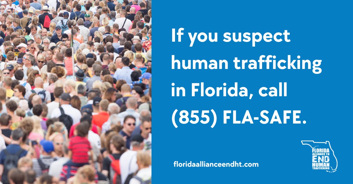 Major events that draw large crowds and increased travel can create opportunities that traffickers may exploit—especially in the hospitality and tourism industries. 

If you suspect human trafficking in Florida, call 855-FLA-SAFE.