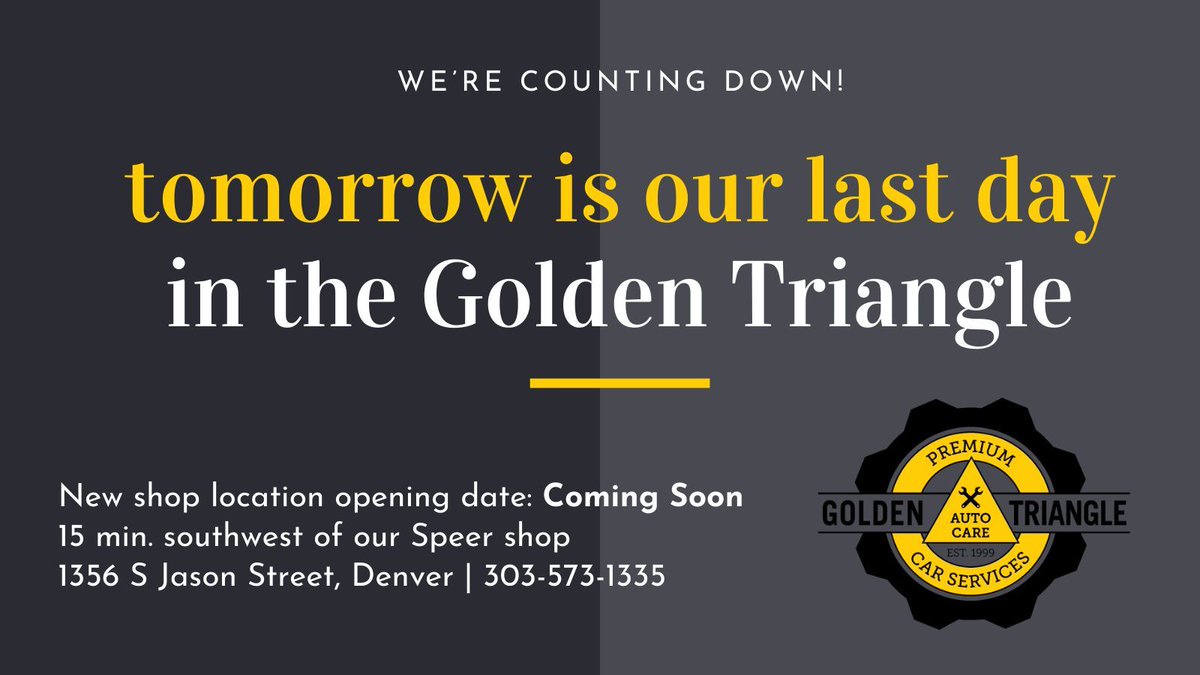 GTACDenver's tweet photo. This graphic says it all ... but doesn't begin to express how much we appreciate all of our customers and the friendships and business alliances we've made during our 25 years here in the Golden Triangle. Tomorrow will be busy but bittersweet. See you soon at 1356 S. Jason Street https://t.co/g5A7DM4nME