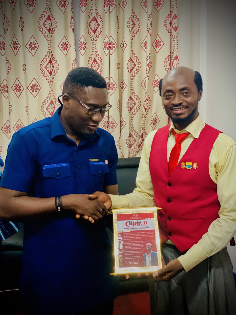 Grateful to the 63rd SRC Men’s Caucus, H.E. Kwame Ntiamoah Ntim <a href="/nkntim/">N.K. Ntim</a> , and the entire UCC student body for this honour. Humbled and thankful.
UCC — the best university in West Africa. Ayekoo! 🙏🏽✨🩷
