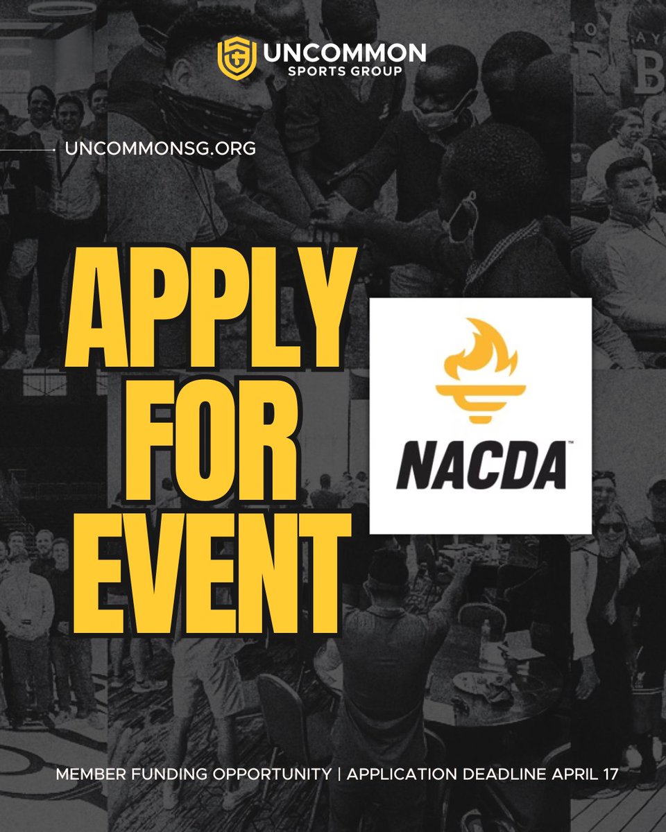 uncommonsg's tweet image. 🚨 USG Member! It's the FINAL day to apply for USG funding to attend NACDA! 
⁠
▪️NACDA Convention
Jun. 7-10 | Las Vegas, NV | App. Closes April 17 

🔗Apply Online—uncommonsg.org/events-and-opp…

 #NACDA #members #usg #sports #career #faith #ncaa #uncommonsg