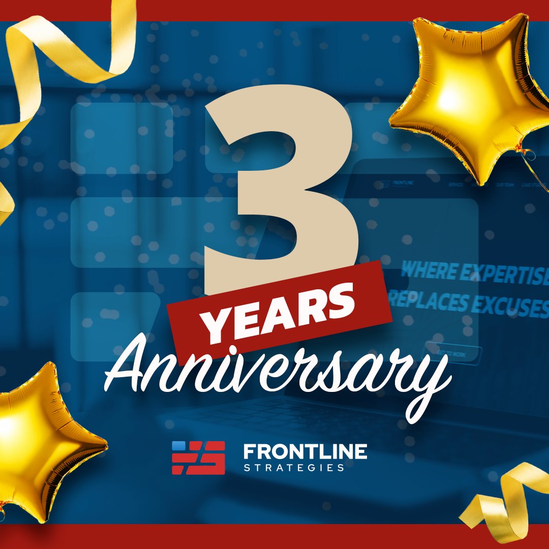 Three years ago, Frontline was a one-man shop.

Today, we span the country with dozens of staff and clients as an award-winning digital, public affairs, and campaign firm.

2025 was our biggest year yet - and our reputation has become everything.

To many more years ahead! 🎉