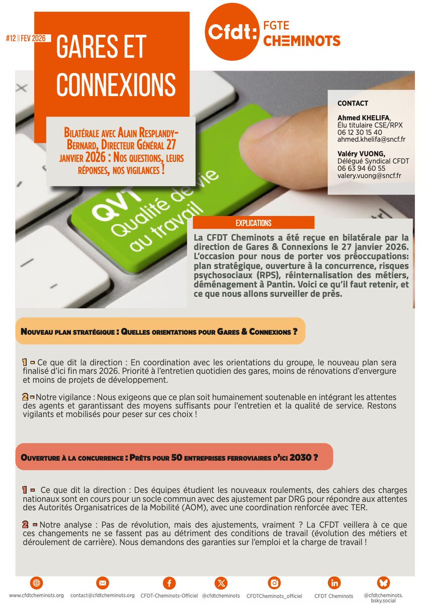 E-TRACT || Gares et Connexions, bilatérale avec Alain Resplandy-Bernard, Directeur Général - 27
janvier 2026 : Nos questions, leurs réponses, nos vigilances ! 
🔗 tinyurl.com/mrtkzyer