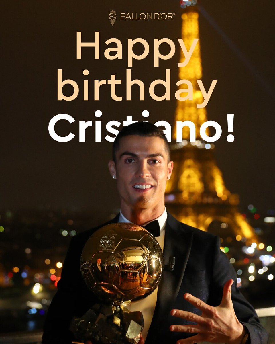 ballondor's tweet image. Join us in wishing Cristiano Ronaldo, our five-time Ballon d’Or winner, a happy birthday! 🖐️

#ballondor