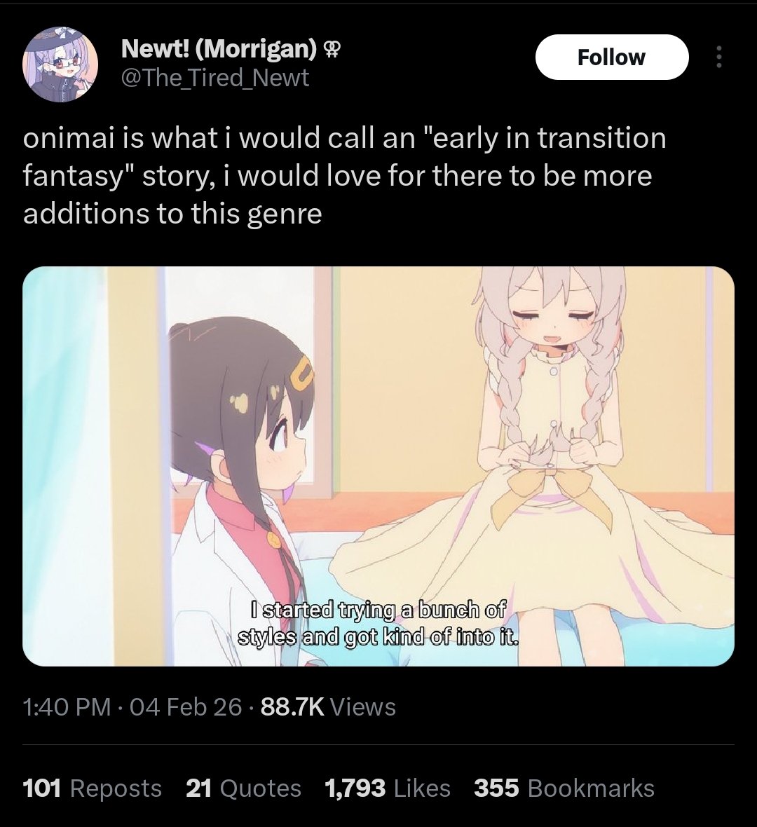 trans person who's pushing 30 saw a 12 year old kid get forced into transitioning via chemical castration then went ""so relatable, 100% accurate trans representation"" literally where do trans people get this line of thinking ???