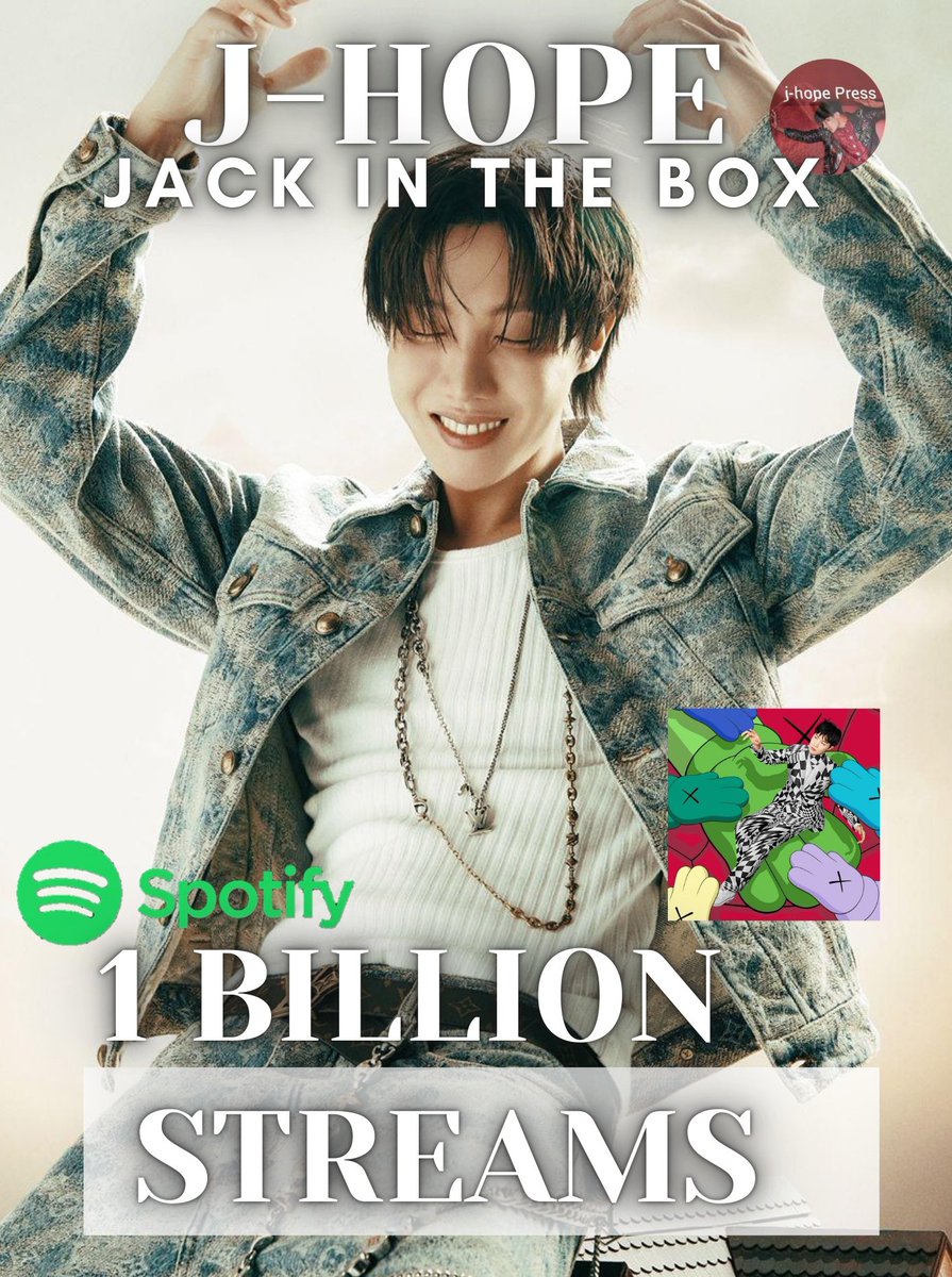 JhopePress's tweet image. j-hope's "Jack In The Box" has surpassed 1 BILLION streams on Spotify. 

Thanks to every fan for keep encouraging daily to support him &amp;amp; his well deserve album 👏 

CONGRATULATIONS J-HOPE 
JACK IN THE BOX 1 BILLION 
#jhope #JackInTheBox #JITB_1BILLION