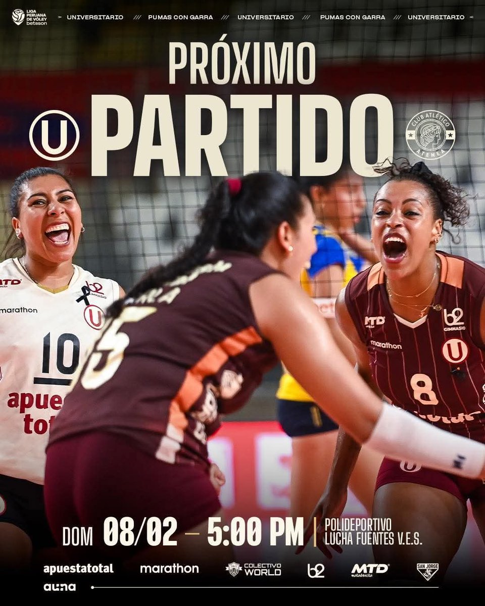 𝗣𝗥𝗢́𝗫𝗜𝗠𝗢 𝗣𝗔𝗥𝗧𝗜𝗗𝗢 𝗖𝗥𝗘𝗠𝗔 🔜

🏐 𝘜𝘯𝘪𝘷𝘦𝘳𝘴𝘪𝘵𝘢𝘳𝘪𝘰 𝘷𝘴. 𝘈𝘵𝘦𝘯𝘦𝘢

🏆 𝘓𝘗𝘝

🗓️ 𝘋𝘰𝘮𝘪𝘯𝘨𝘰 08 𝘥𝘦 𝘍𝘦𝘣𝘳𝘦𝘳𝘰

🏟️ 𝘗𝘰𝘭𝘪𝘥𝘦𝘱𝘰𝘳𝘵𝘪𝘷𝘰 𝘓𝘶𝘤𝘩𝘢 𝘍𝘶𝘦𝘯𝘵𝘦𝘴 

⏰ 05:00 𝘱.𝘮.

#PumasConGarra