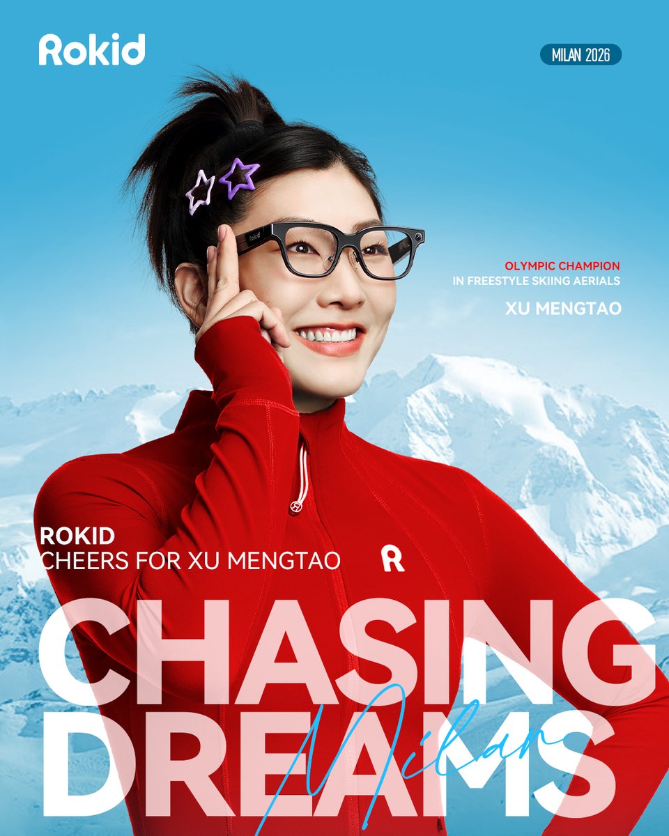 RokidGlobal's tweet image. Rokid cheers for Xu Mengtao on her journey to Milan!
Wishing her great performance at the Milano Cortina 2026!
#Rokid  #MilanoCortina2026 #SmartGlasses