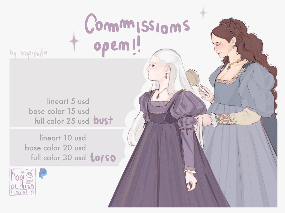 🪻FEB26 Commissions Open!
I’m opening commiss again, but only 5 slots ☆ 

If you are interested click here: docs.google.com/forms/d/e/1FAI…

🏷️: #commission #commissionsopen #comisiones #commissionart