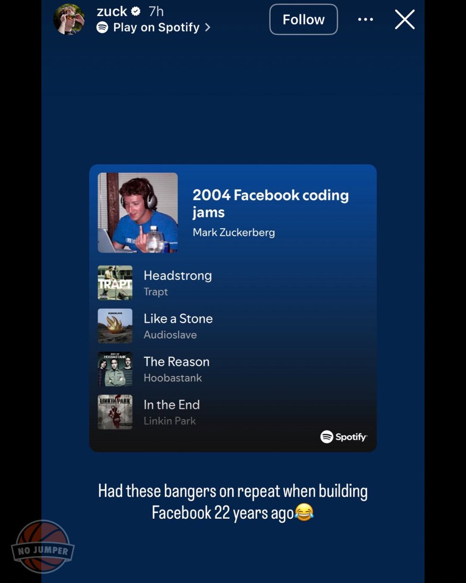 Mark Zuckerberg shares the playlist he was listening to while creating Facebook in 2004.