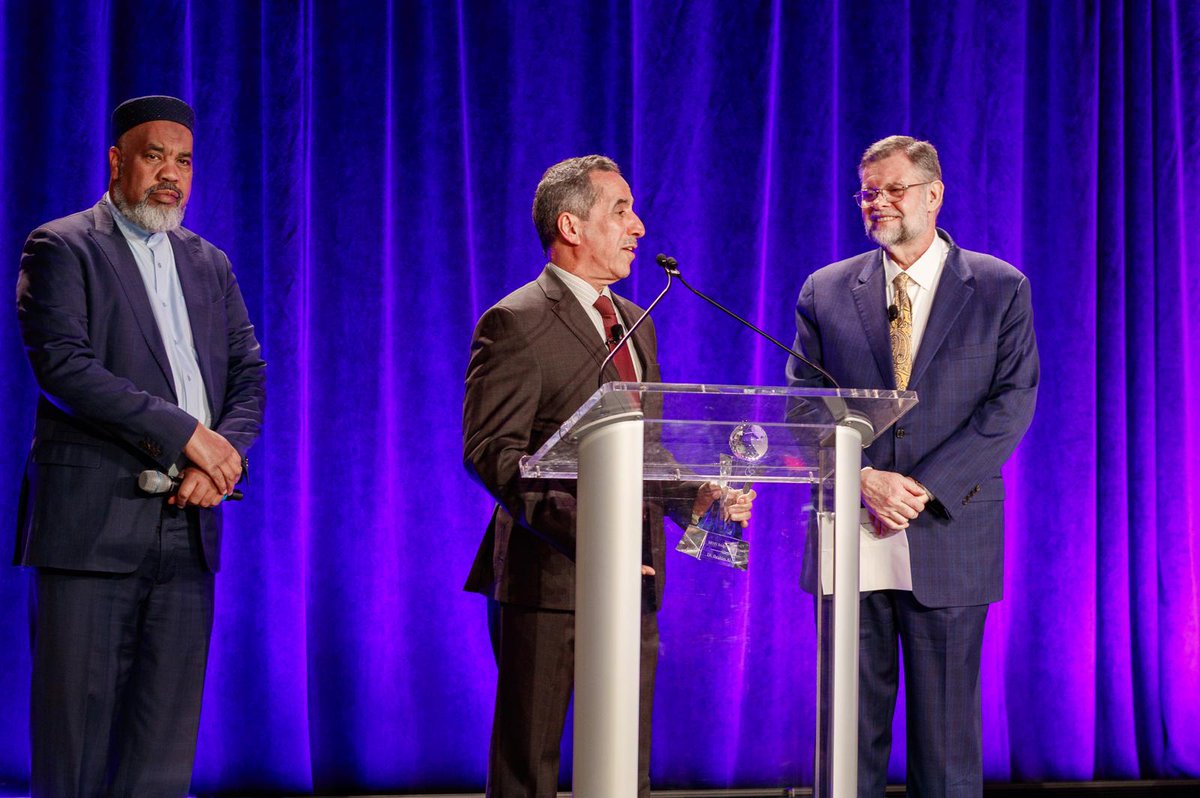 QatarEmbassy_US's tweet photo. We congratulate Dr. @ibrahim_alnaimi  on receiving the Bridge Builder Award at the 2026 Global Faith Forum in Washington, D.C., in recognition of his extraordinary leadership in advancing interfaith dialogue and peacebuilding. A true global pioneer, he was the first to convene an interfaith conference in the Gulf, opening doors to trust, understanding, and lasting cooperation across faiths and cultures.