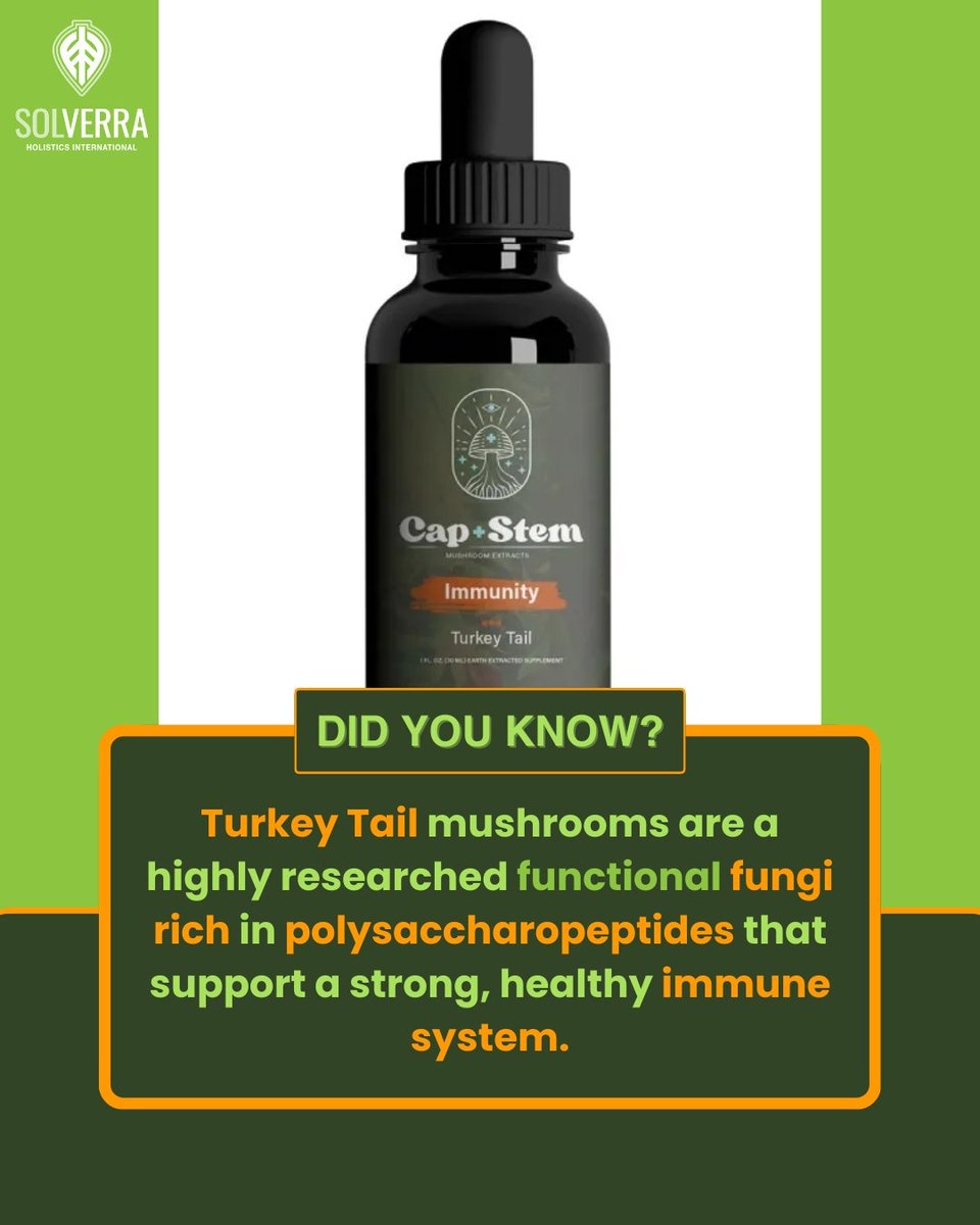 SolverraHI's tweet photo. #DidYouKnow: Turkey Tail mushrooms are one of the most researched functional fungi in the world. We include them in our wellness line because they are packed with polysaccharopeptides that help support a robust and healthy immune system. https://t.co/qb8yB3Xphi