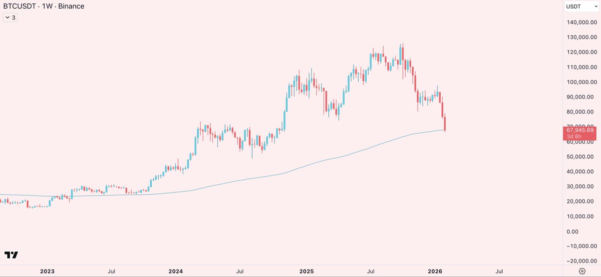 honey_xbt's tweet photo. BTC at the 1W EMA200 for the first time after breaking out in 2023

probably gives a nice bounce https://t.co/mm6Vv13Duk