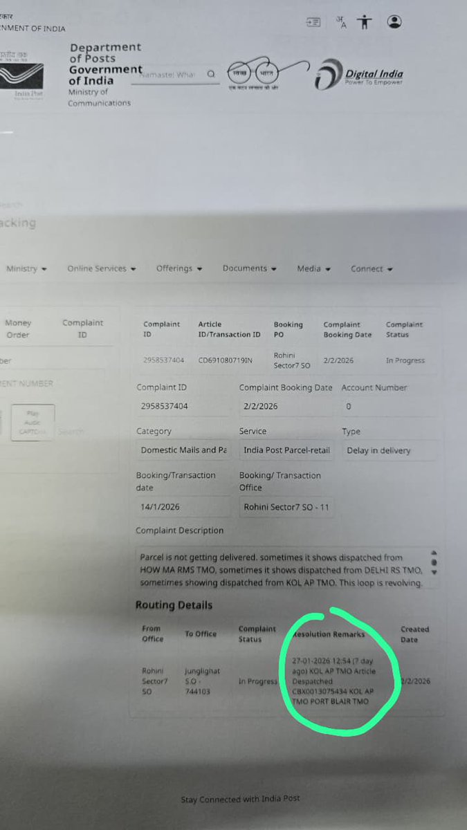 preetik05's tweet photo. Item booked on 14/1/2026 
From-Delhi to Port Blair(744103)
Still not delivered
Can i know when it will be delivered to me instead to looping back and forth from delhi to kolkata?? https://t.co/vgPCLD0qmi