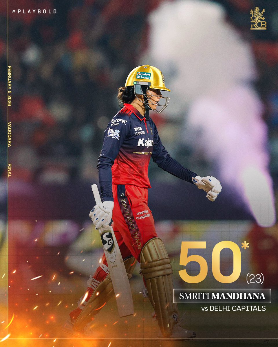 𝐌𝐌𝐌: 𝐌𝐚𝐣𝐞𝐬𝐭𝐢𝐜 𝐌𝐚𝐯𝐞𝐫𝐢𝐜𝐤 𝐌𝐚𝐧𝐝𝐡𝐚𝐧𝐚 🫡🌟❤️‍🔥

Captain leading from the front and HOW. Smriti Mandhana brings up her 3️⃣rd 50 this #WPL2026, setting the chase right on target. 🎯☄️