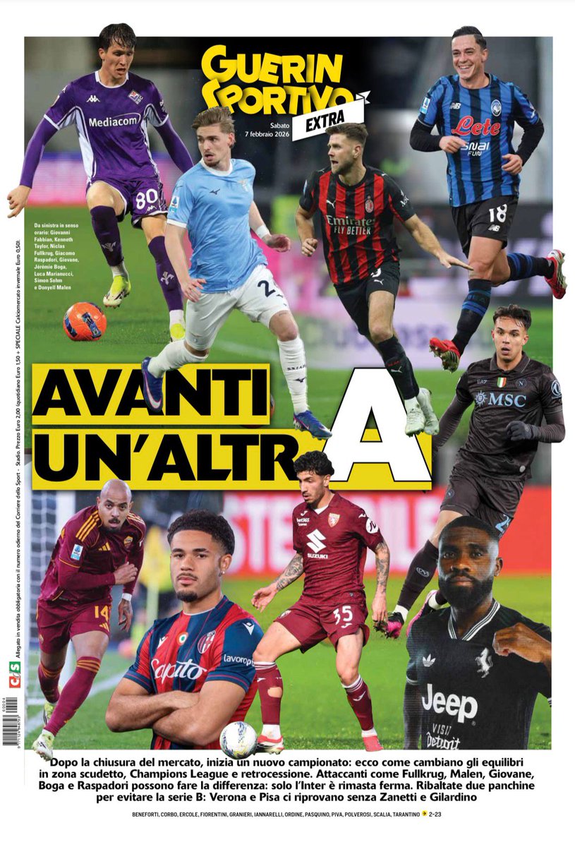 EdiPressTwit's tweet photo. 📊 Domani in edicola lo Speciale Calciomercato, allegato al Corriere dello Sport-Stadio e a Tuttosport. Un’analisi completa e approfondita della finestra invernale e dei suoi effetti sulla seconda parte della stagione https://t.co/fP0bOkPYKM