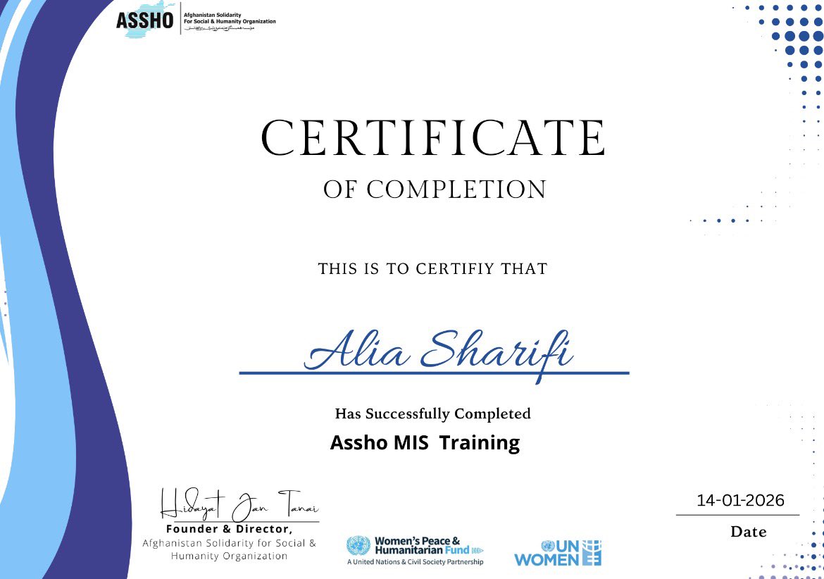 aliasharif9989's tweet photo. Grateful to ASSHO & UN Women for this valuable MIS Training and the opportunity to learn and contribute to community activities. Proud to be part of meaningful work that supports growth, knowledge, and impact. ๐ค
@unwomenafghan
#MIS_training
#AfghanWomen
#FreeAfghanistan https://t.co/001uN2HWgS